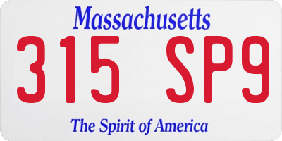 MA license plate 315SP9