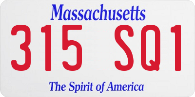 MA license plate 315SQ1