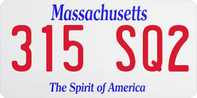 MA license plate 315SQ2