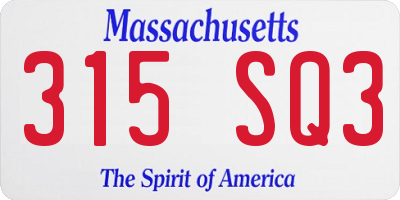 MA license plate 315SQ3