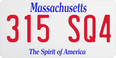MA license plate 315SQ4