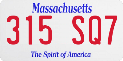 MA license plate 315SQ7