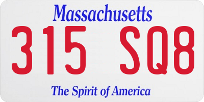 MA license plate 315SQ8