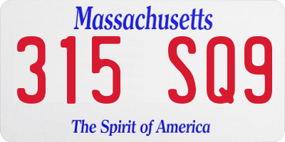 MA license plate 315SQ9