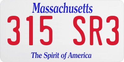 MA license plate 315SR3