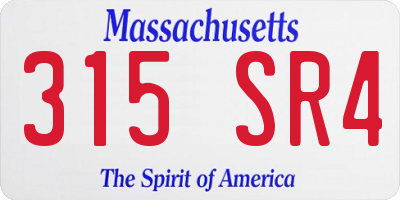 MA license plate 315SR4