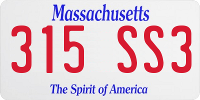 MA license plate 315SS3