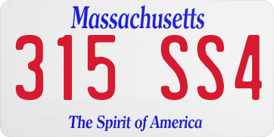 MA license plate 315SS4