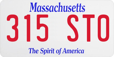 MA license plate 315ST0