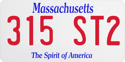 MA license plate 315ST2