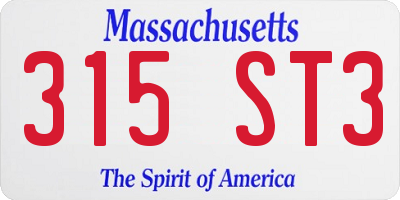 MA license plate 315ST3