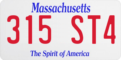 MA license plate 315ST4