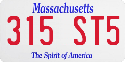 MA license plate 315ST5