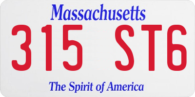 MA license plate 315ST6