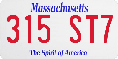 MA license plate 315ST7
