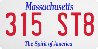 MA license plate 315ST8
