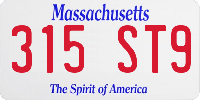 MA license plate 315ST9