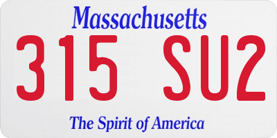 MA license plate 315SU2