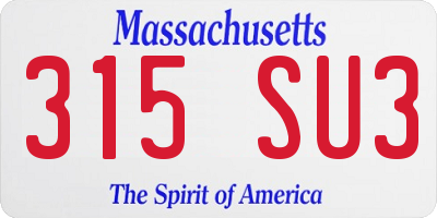 MA license plate 315SU3