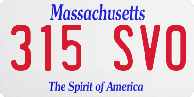 MA license plate 315SV0