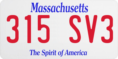 MA license plate 315SV3