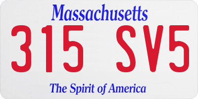 MA license plate 315SV5