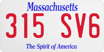 MA license plate 315SV6