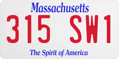 MA license plate 315SW1