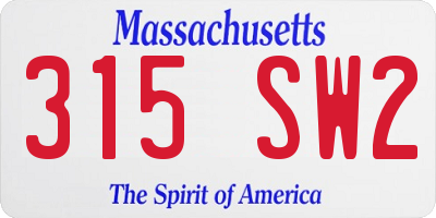 MA license plate 315SW2