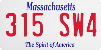 MA license plate 315SW4