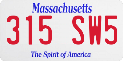 MA license plate 315SW5