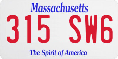 MA license plate 315SW6