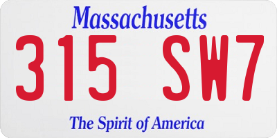 MA license plate 315SW7