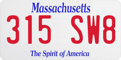 MA license plate 315SW8
