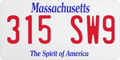 MA license plate 315SW9