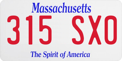 MA license plate 315SX0