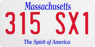 MA license plate 315SX1