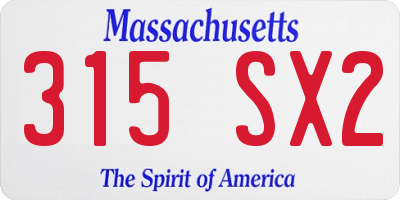 MA license plate 315SX2