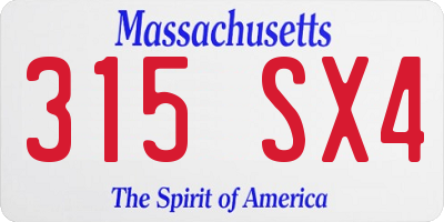 MA license plate 315SX4