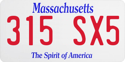 MA license plate 315SX5