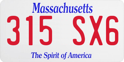 MA license plate 315SX6