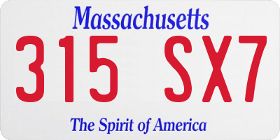 MA license plate 315SX7