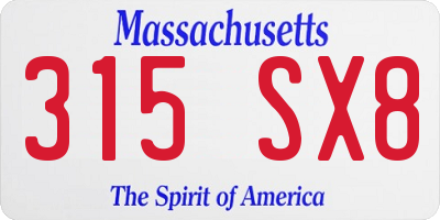 MA license plate 315SX8