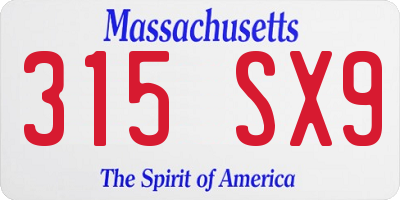 MA license plate 315SX9