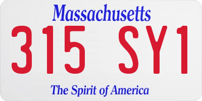 MA license plate 315SY1