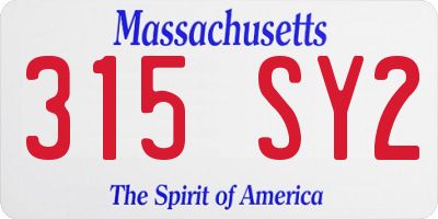 MA license plate 315SY2