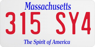 MA license plate 315SY4