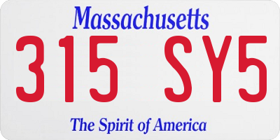 MA license plate 315SY5