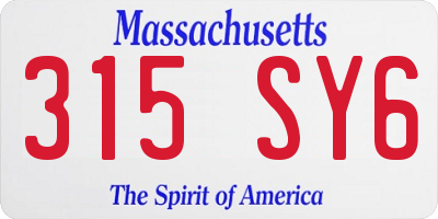 MA license plate 315SY6
