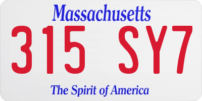 MA license plate 315SY7